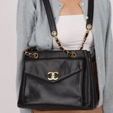 Chanel 1994 Caviar Turnlock Pocket Tote 24K GP - FashioNica