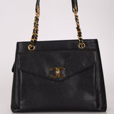 Chanel 1994 Caviar Turnlock Pocket Tote 24K GP - FashioNica