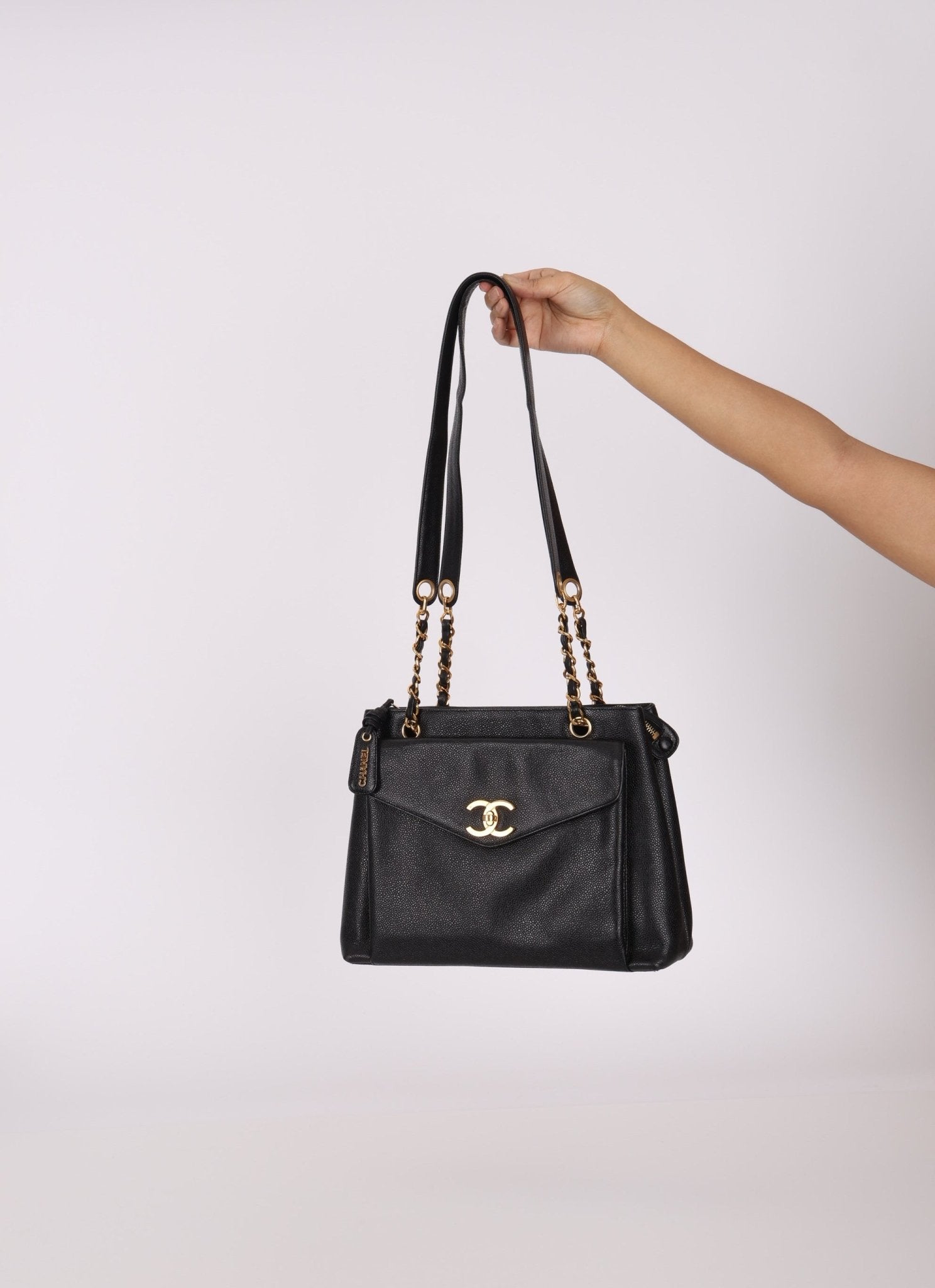 Chanel 1994 Caviar Turnlock Pocket Tote - FashioNica