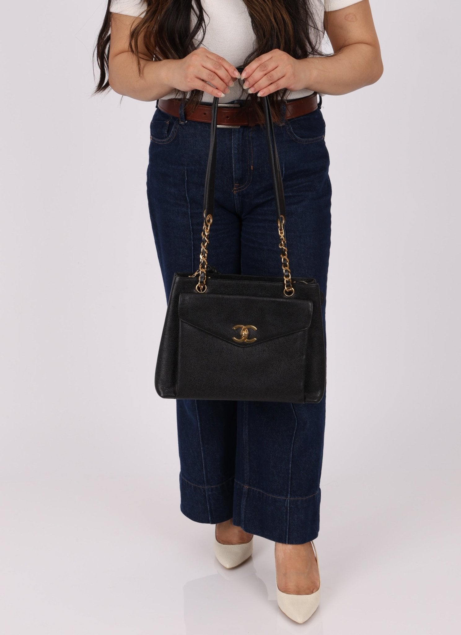 Chanel 1994 Caviar Turnlock Pocket Tote - FashioNica