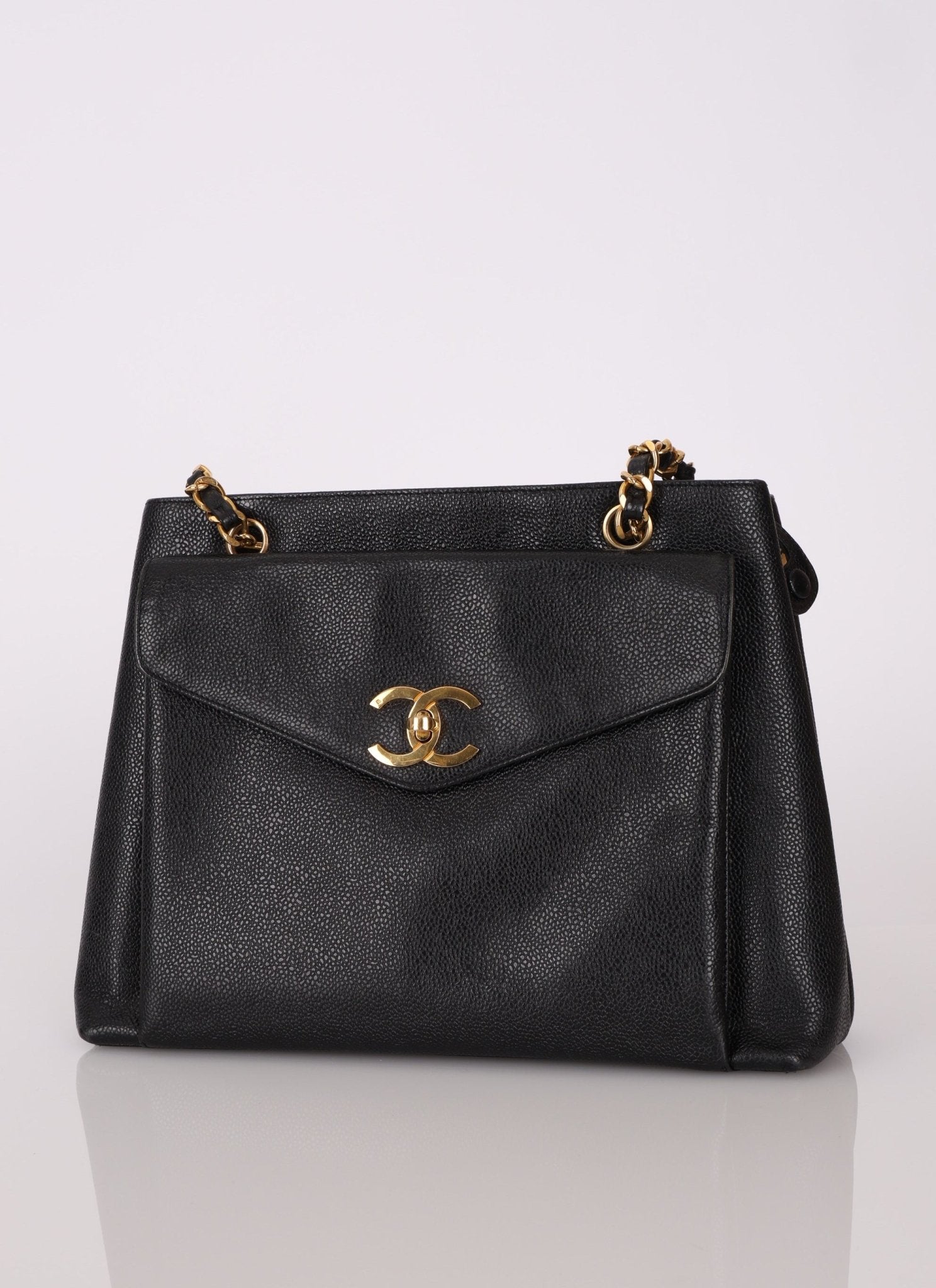 Chanel 1994 Caviar Turnlock Pocket Tote - FashioNica
