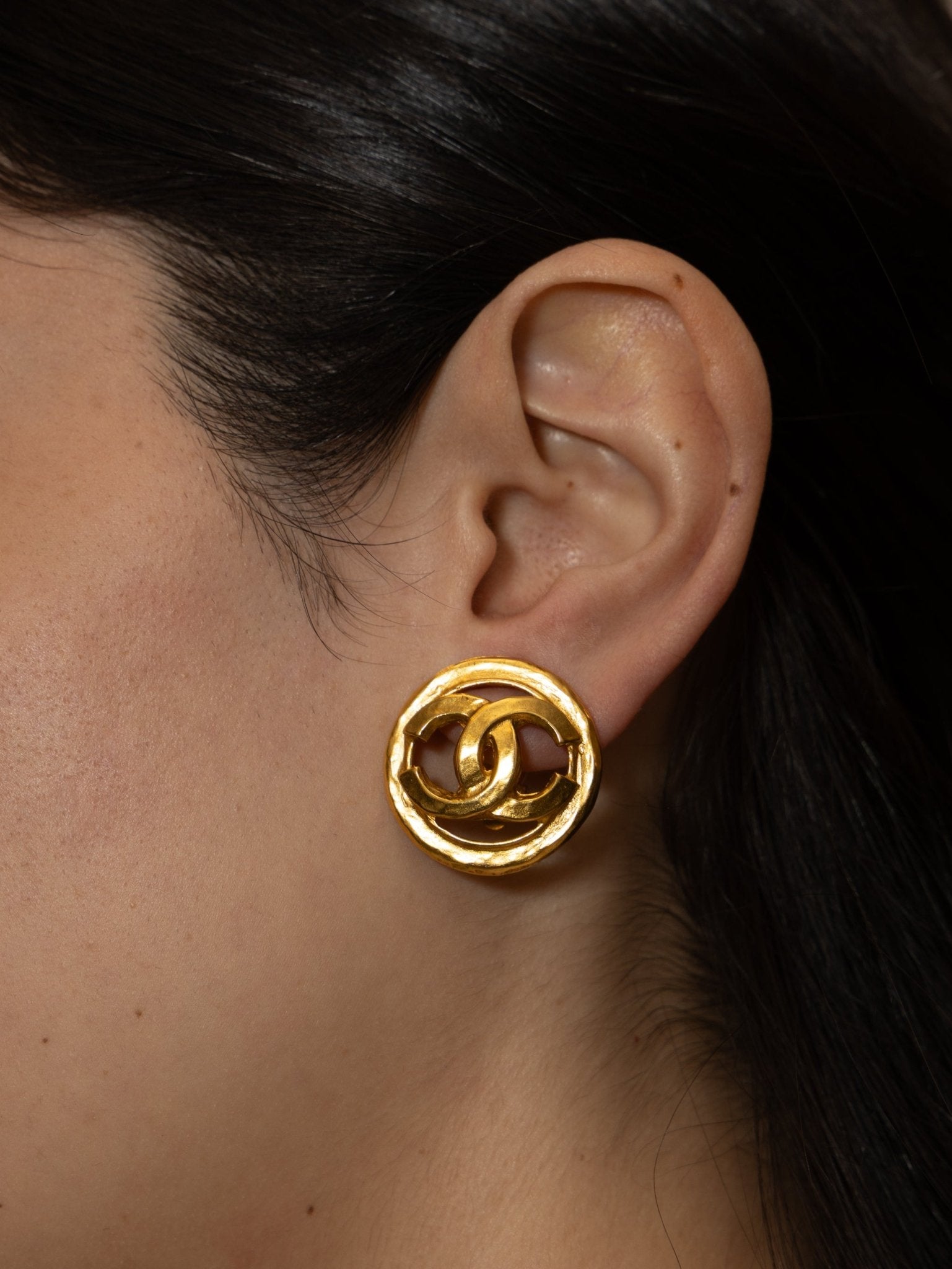 Chanel 1994 CC Round Clip - On Earrings 24K GP - FashioNica