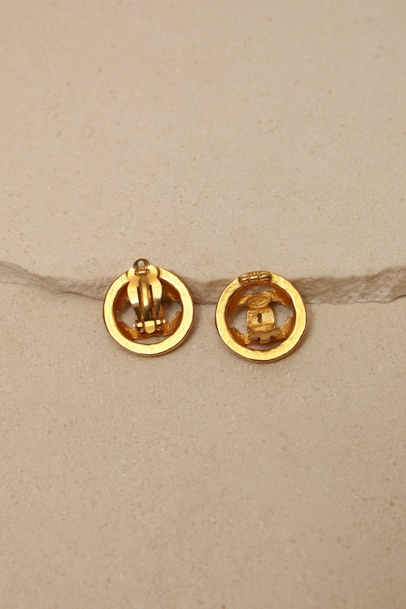 Chanel 1994 CC Round Clip - On Earrings 24K GP - FashioNica