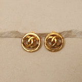 Chanel 1994 CC Round Clip - On Earrings 24K GP - FashioNica