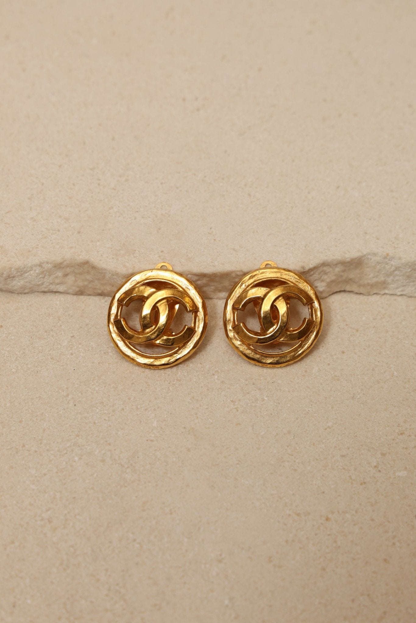 Chanel 1994 CC Round Clip - On Earrings 24K GP - FashioNica