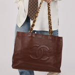 Chanel 1994 Chocolate Calfskin Chunky Chain Tote - FashioNica