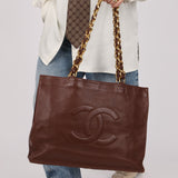 Chanel 1994 Chocolate Calfskin Chunky Chain Tote - FashioNica