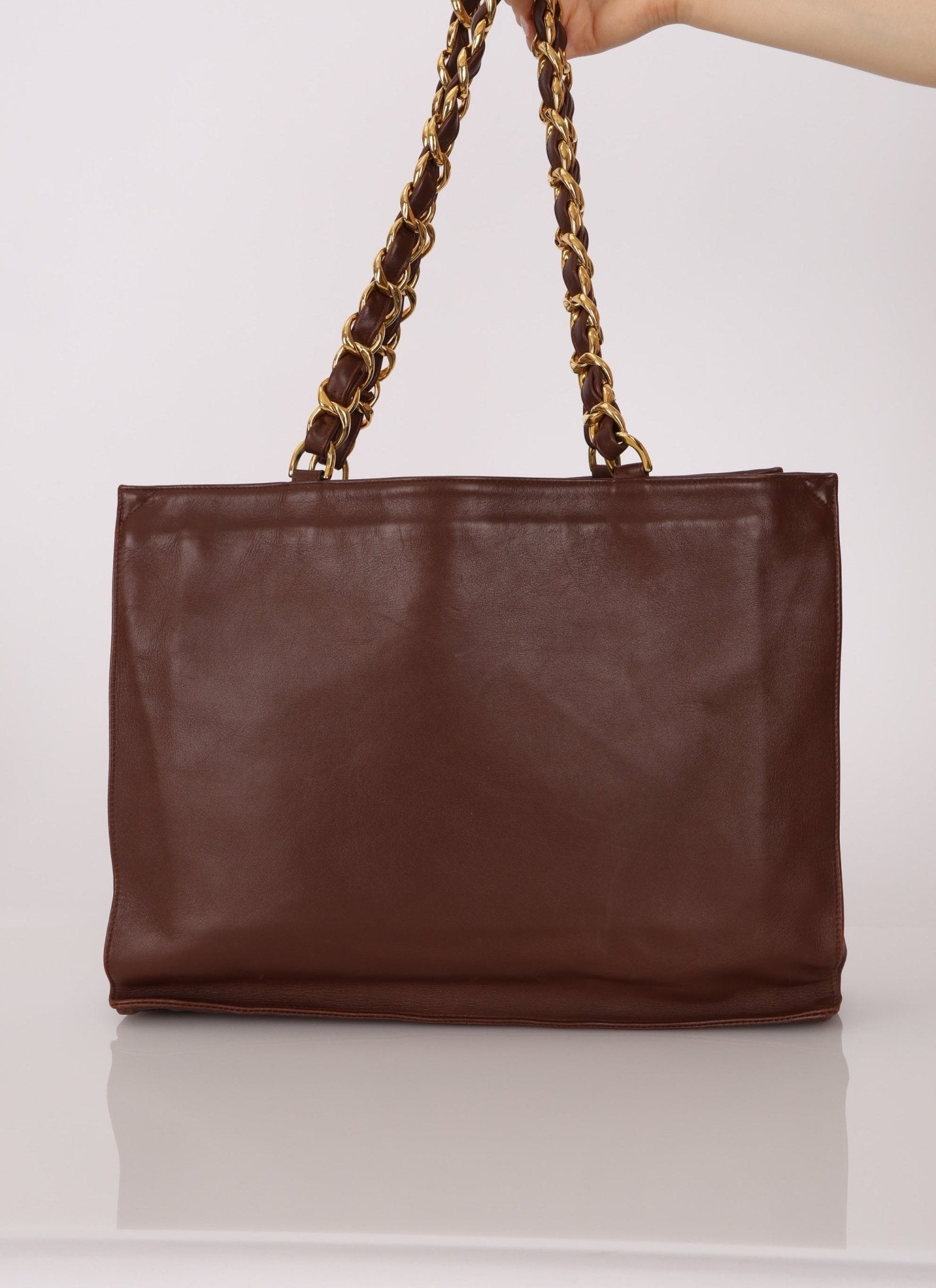 Chanel 1994 Chocolate Calfskin Chunky Chain Tote - FashioNica