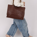 Chanel 1994 Chocolate Calfskin Chunky Chain Tote - FashioNica