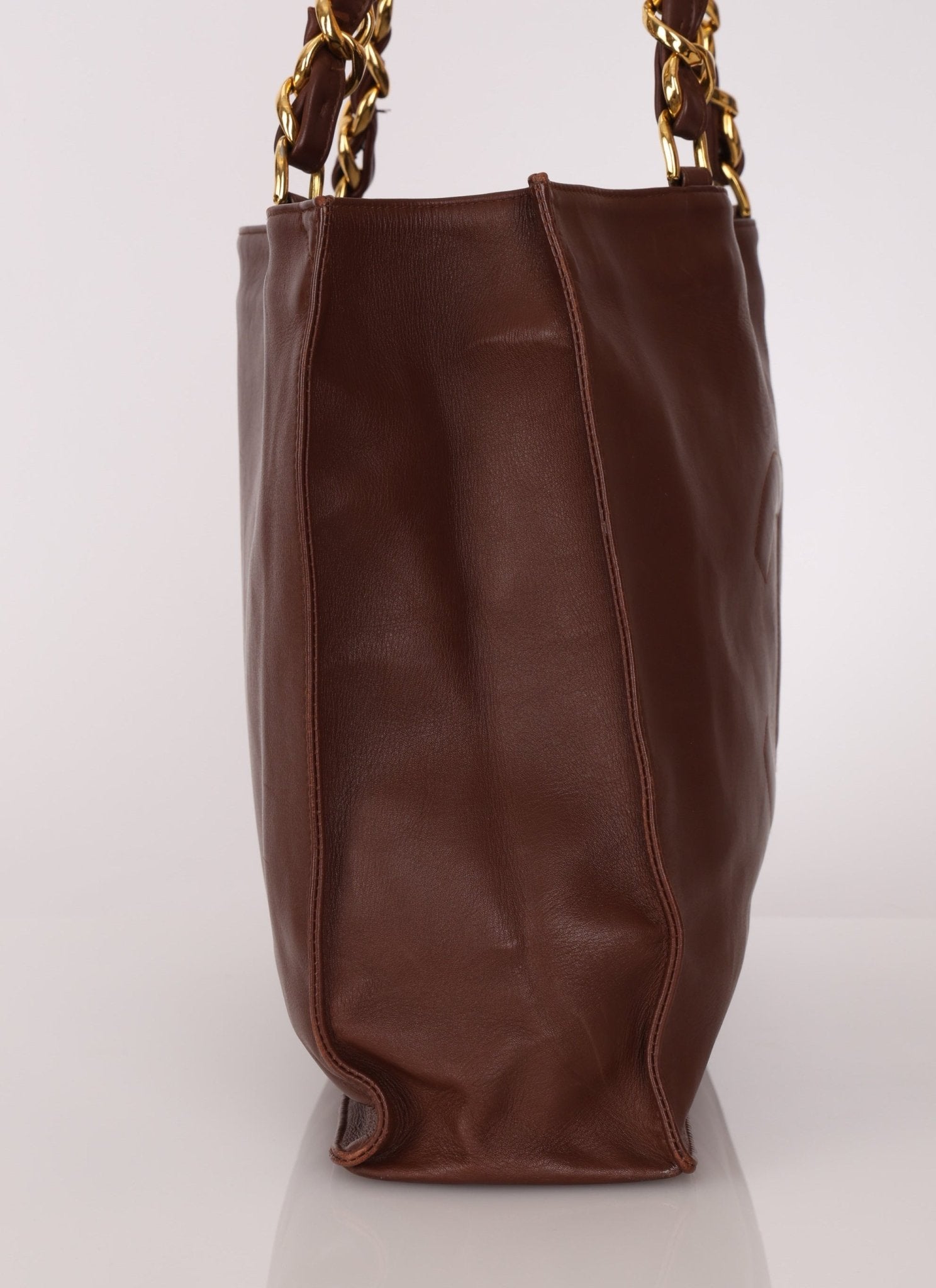 Chanel 1994 Chocolate Calfskin Chunky Chain Tote - FashioNica