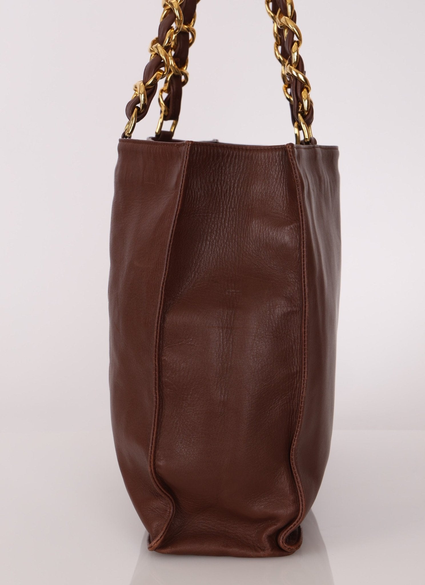 Chanel 1994 Chocolate Calfskin Chunky Chain Tote - FashioNica