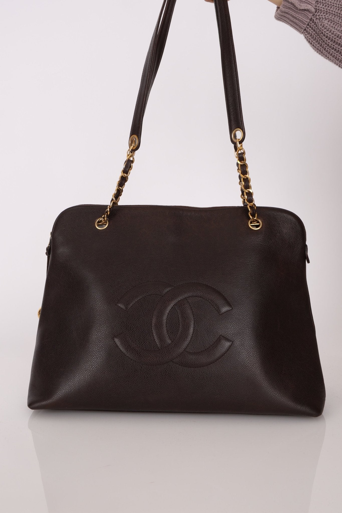 Chanel 1994 Chocolate Caviar Timeless Zip Tote 24k GP - FashioNica