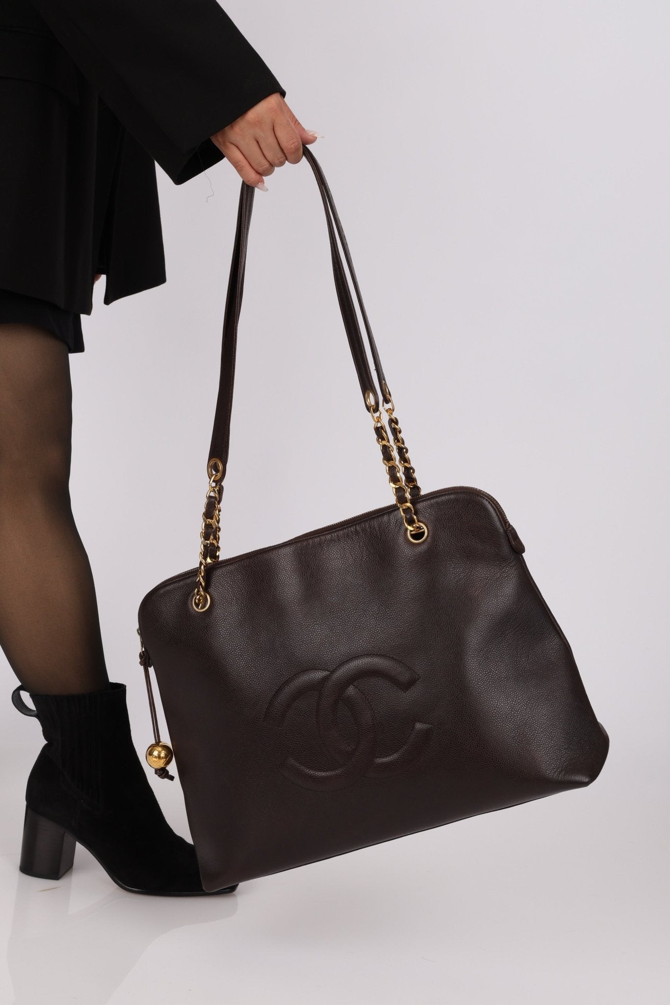 Chanel 1994 Chocolate Caviar Timeless Zip Tote 24k GP - FashioNica