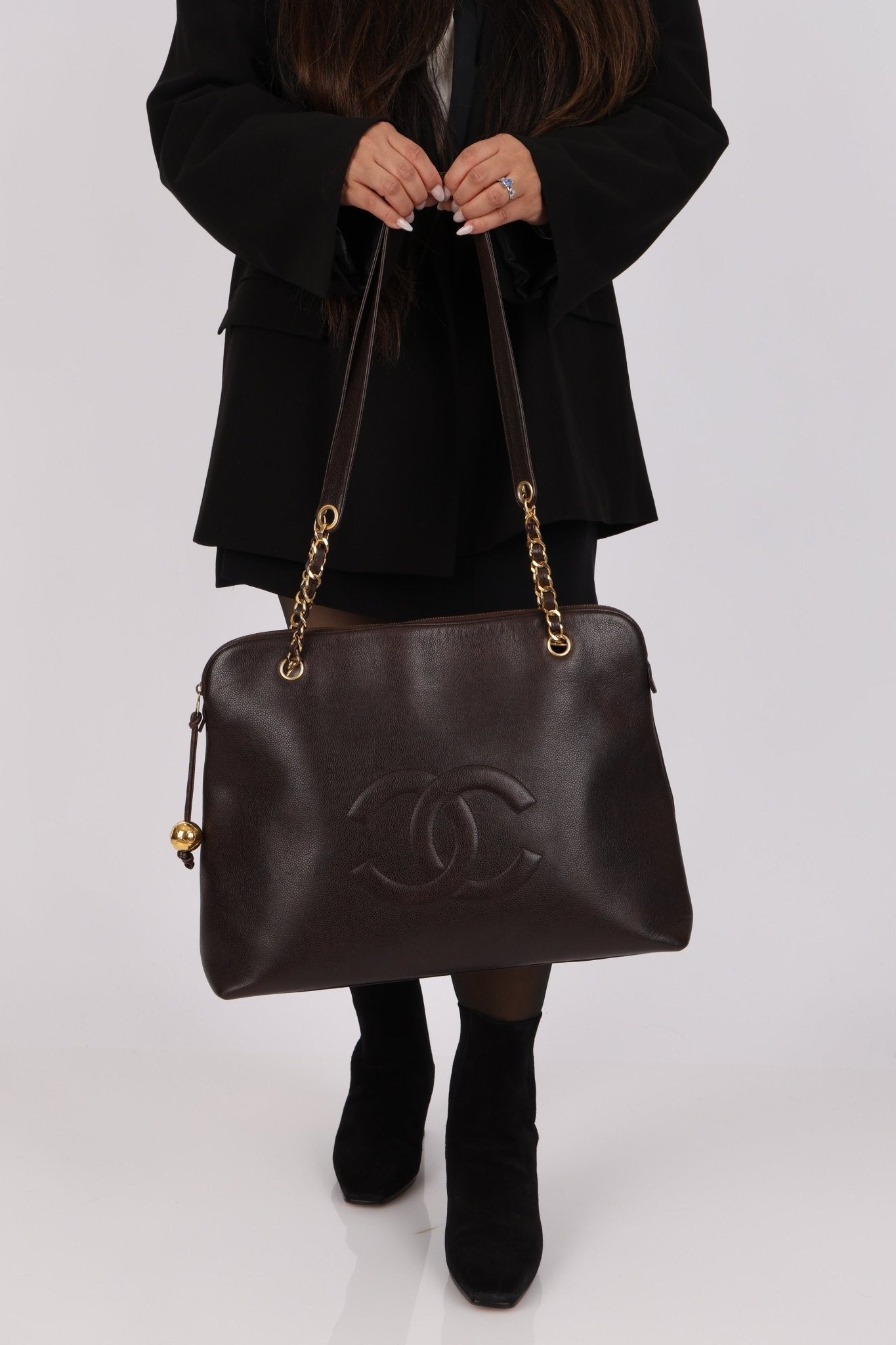 Chanel 1994 Chocolate Caviar Timeless Zip Tote 24k GP - FashioNica