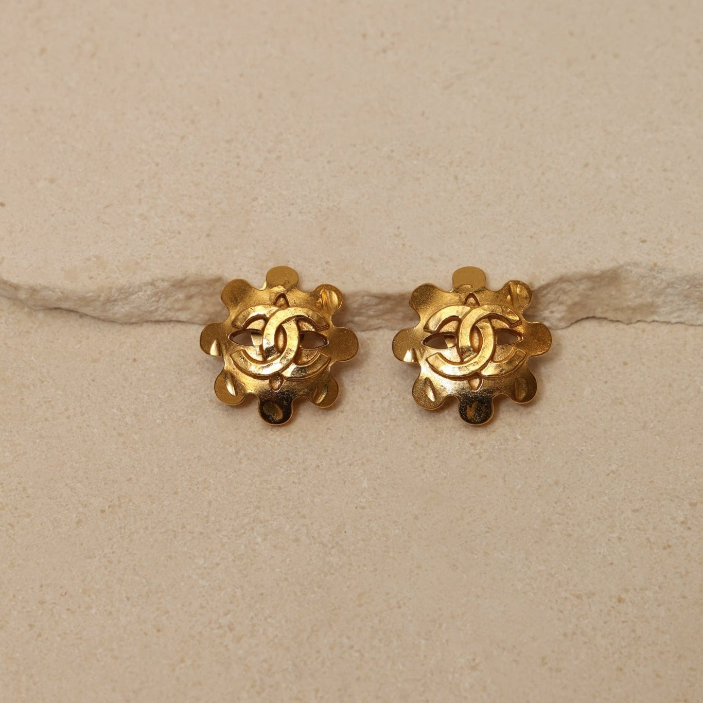Chanel 1994 Flower Clip - On Earrings 24K GP - FashioNica