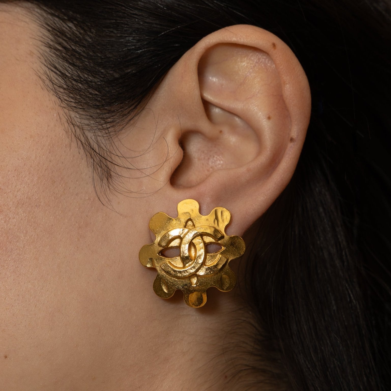 Chanel 1994 Flower Clip - On Earrings 24K GP - FashioNica