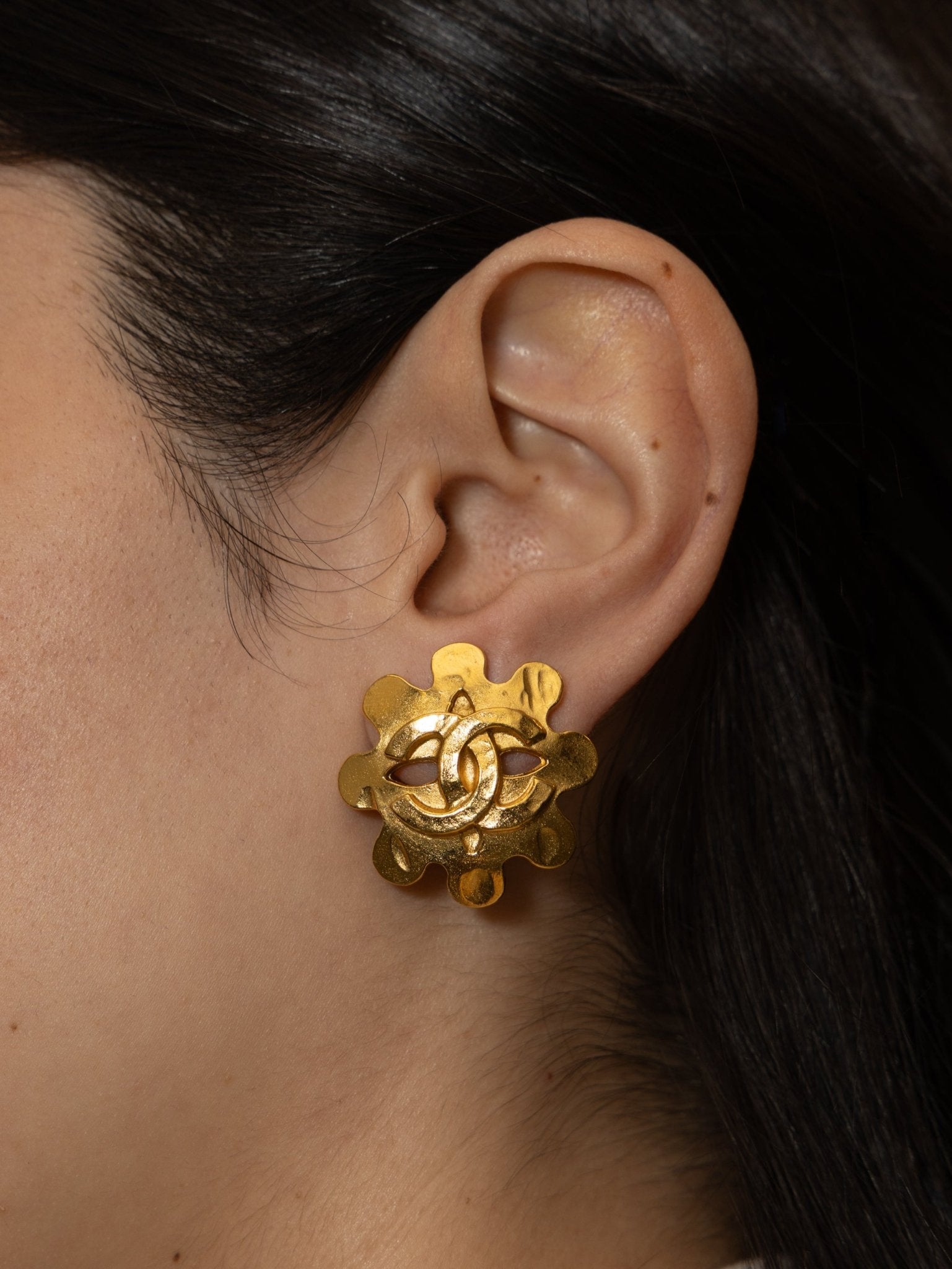 Chanel 1994 Flower Clip - On Earrings 24K GP - FashioNica