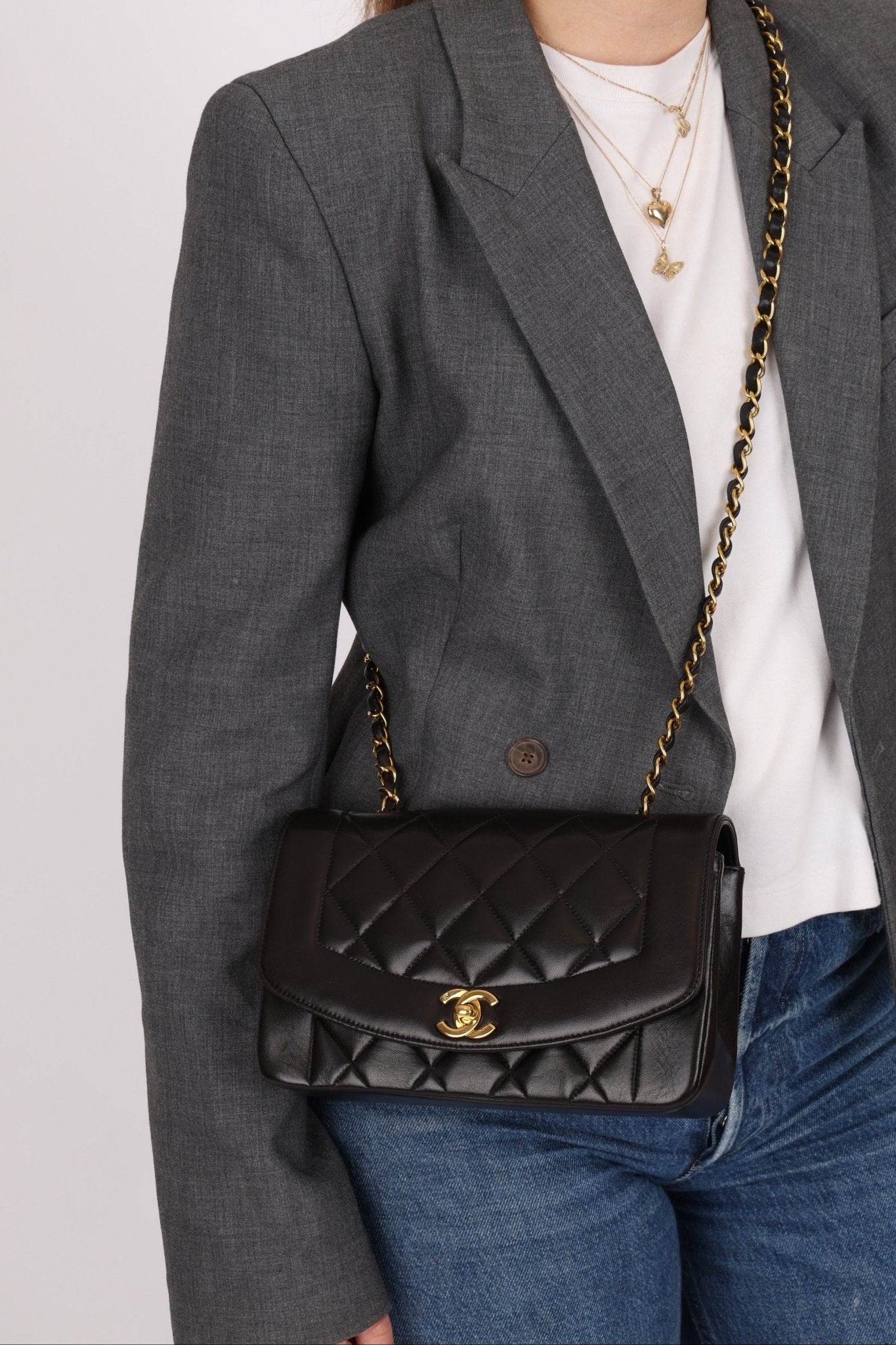 Chanel 1994 Lambskin Small Diana 24K GP - FashioNica