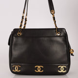 Chanel 1994 Lambskin Triple CC Shoulder Bag 24K GP - FashioNica