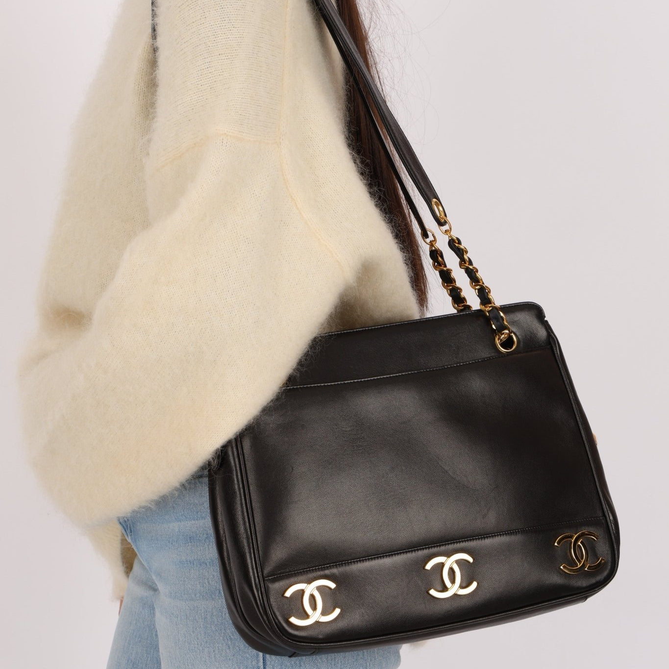 Chanel 1994 Lambskin Triple CC Shoulder Bag 24K GP - FashioNica