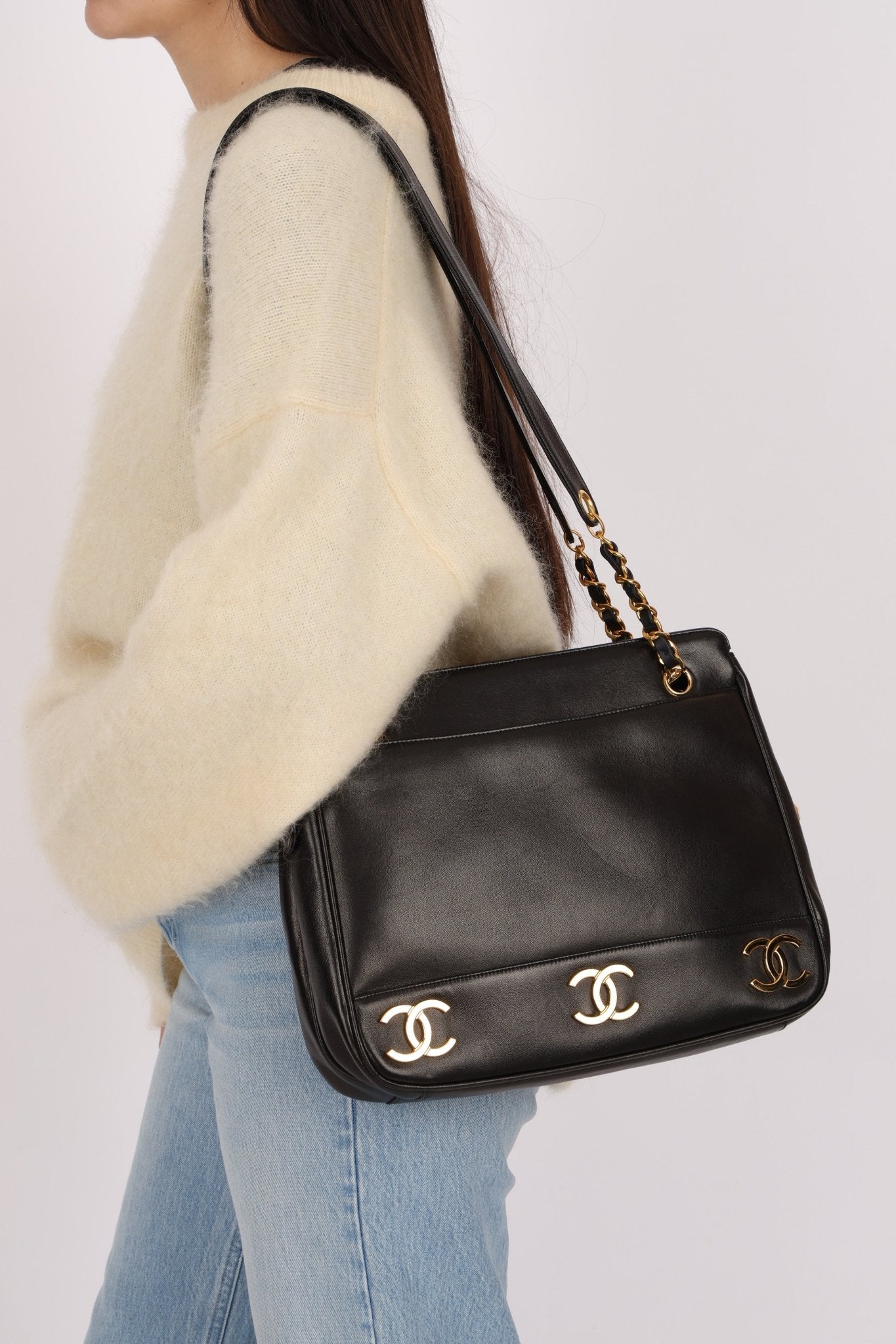 Chanel 1994 Lambskin Triple CC Shoulder Bag 24K GP - FashioNica