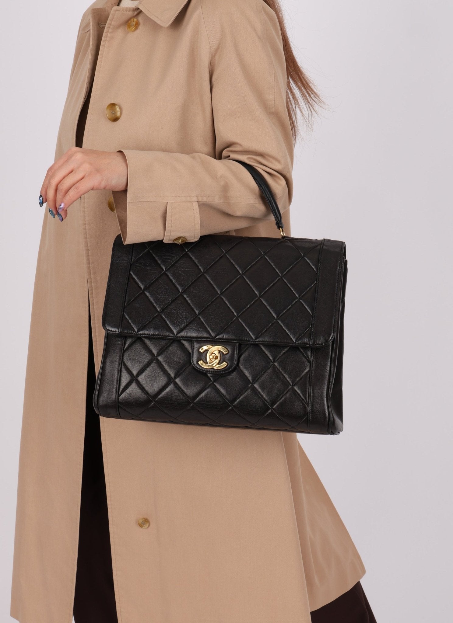 Chanel 1994 Lambskin Turnlock Top Handle Kelly - FashioNica