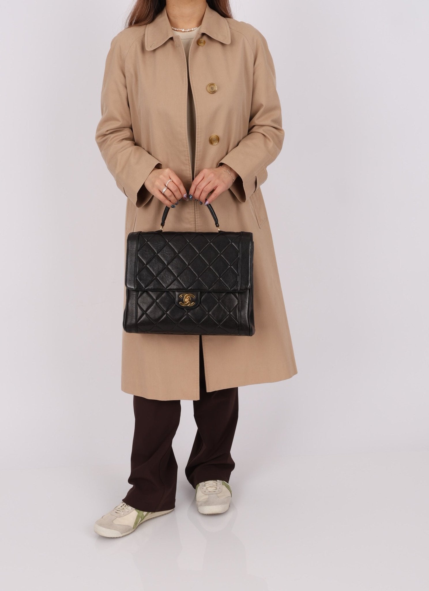 Chanel 1994 Lambskin Turnlock Top Handle Kelly - FashioNica