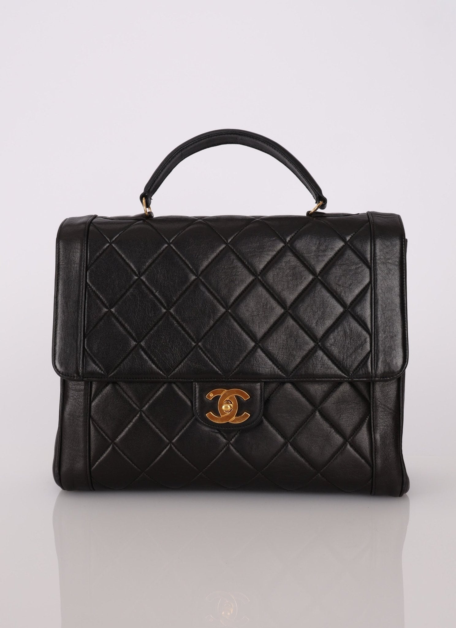 Chanel 1994 Lambskin Turnlock Top Handle Kelly - FashioNica