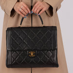 Chanel 1994 Lambskin Turnlock Top Handle Kelly - FashioNica