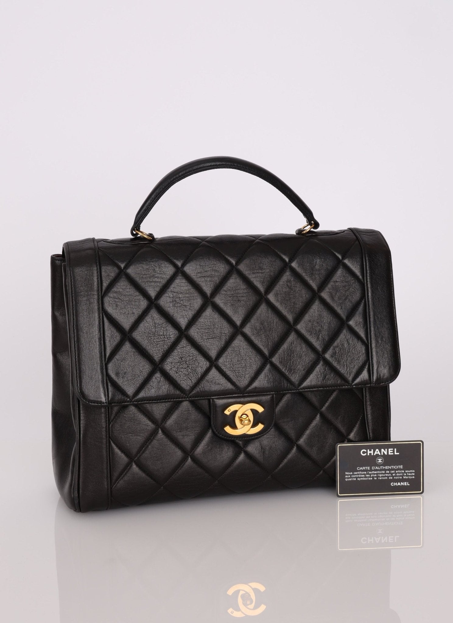 Chanel 1994 Lambskin Turnlock Top Handle Kelly - FashioNica