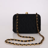 Chanel 1994 Satin Kisslock 24K GP Chain Mini Crossbody - FashioNica
