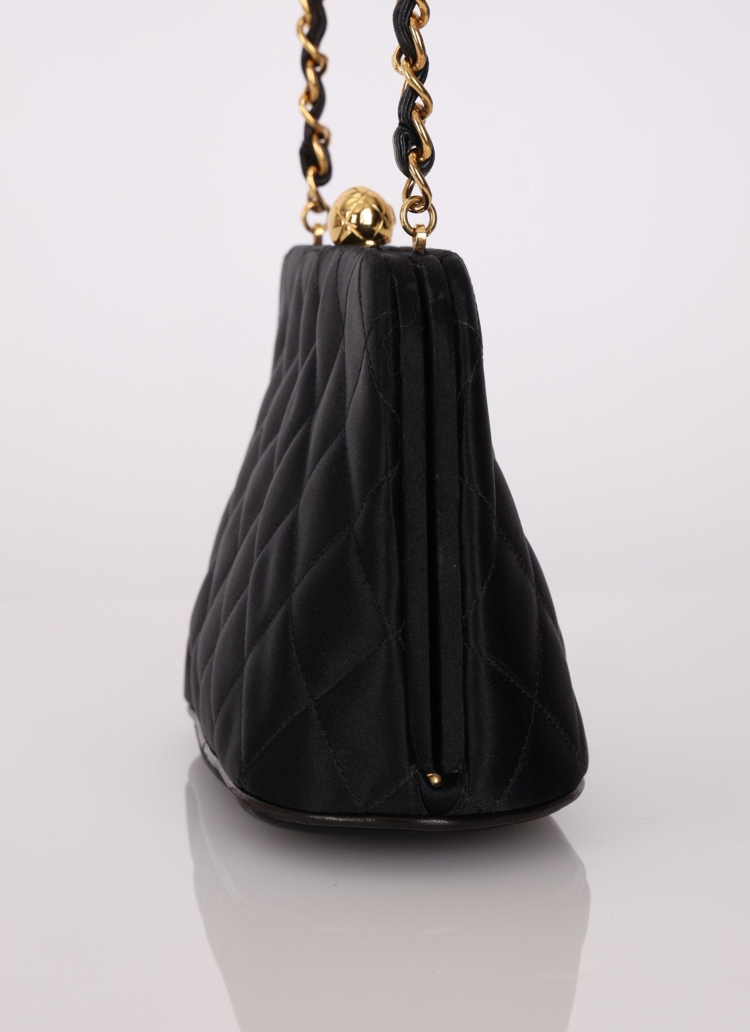 Chanel 1994 Satin Kisslock 24K GP Chain Mini Crossbody - FashioNica