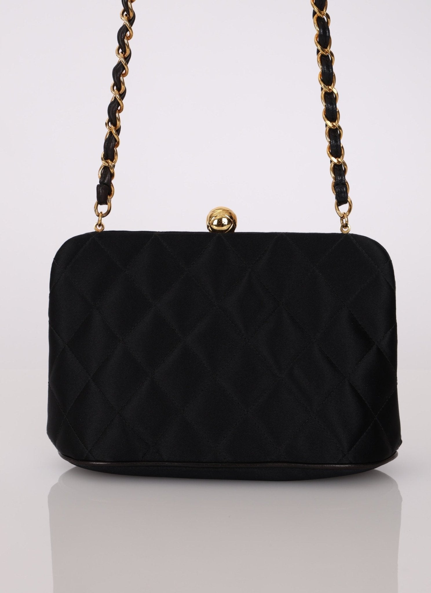 Chanel 1994 Satin Kisslock 24K GP Chain Mini Crossbody - FashioNica