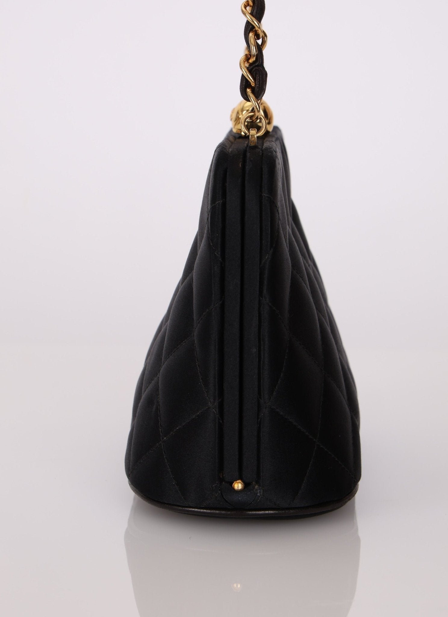 Chanel 1994 Satin Kisslock 24K GP Chain Mini Crossbody - FashioNica