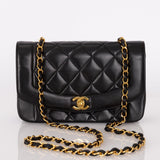 Chanel 1994 Small Black Diana 24K GP - FashioNica
