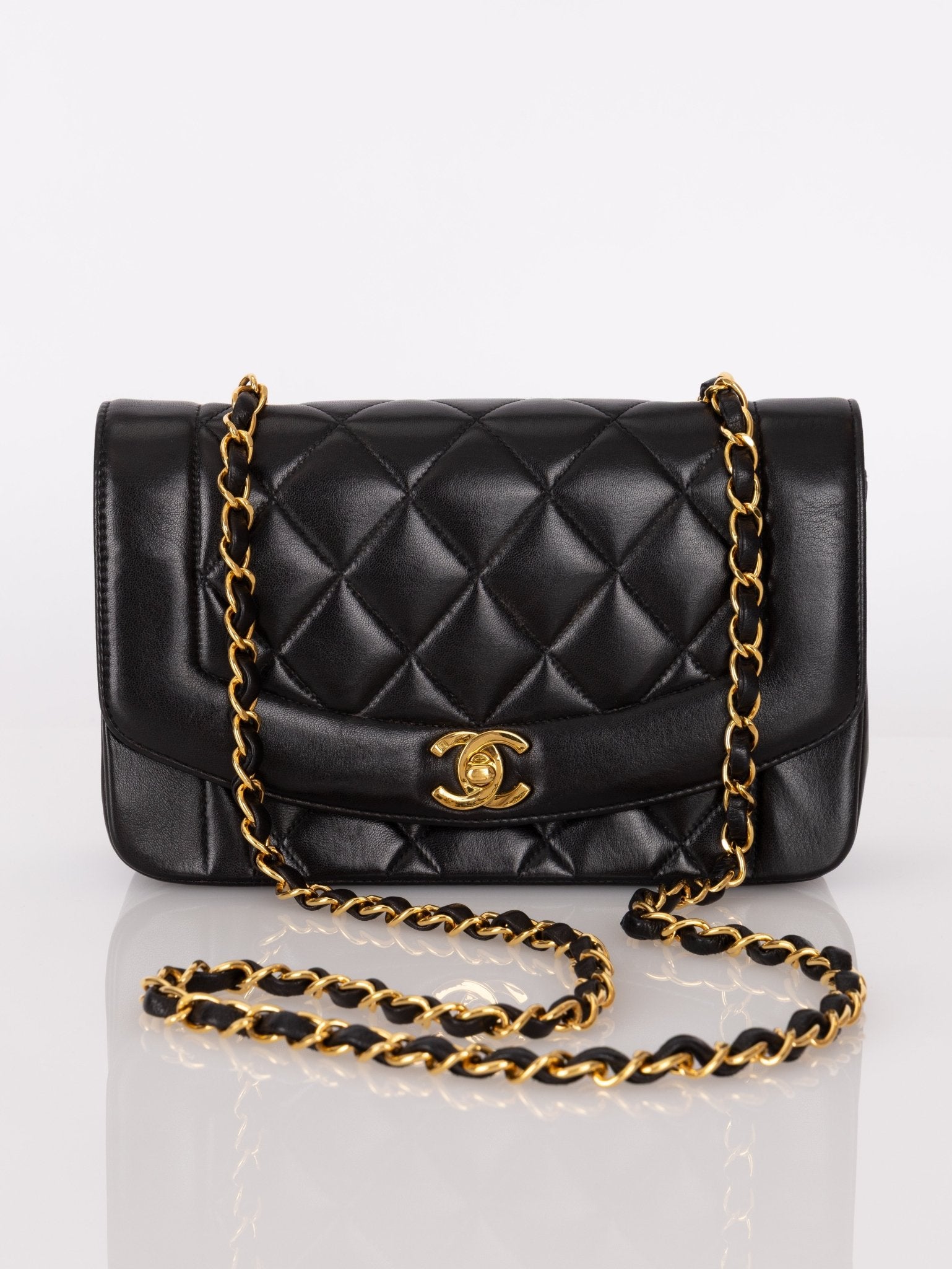 Chanel 1994 Small Black Diana 24K GP - FashioNica
