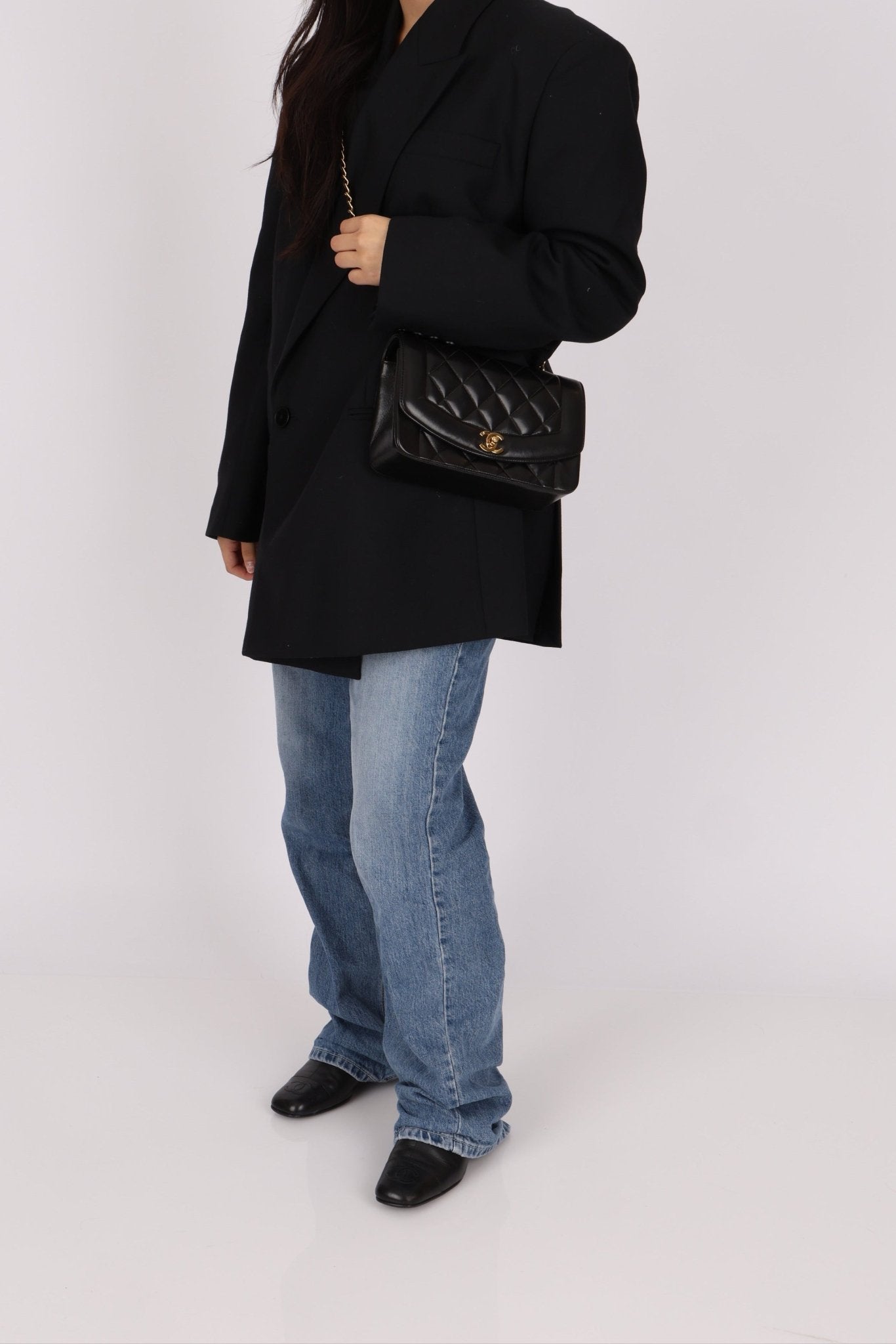 Chanel 1994 Small Black Diana 24K GP - FashioNica