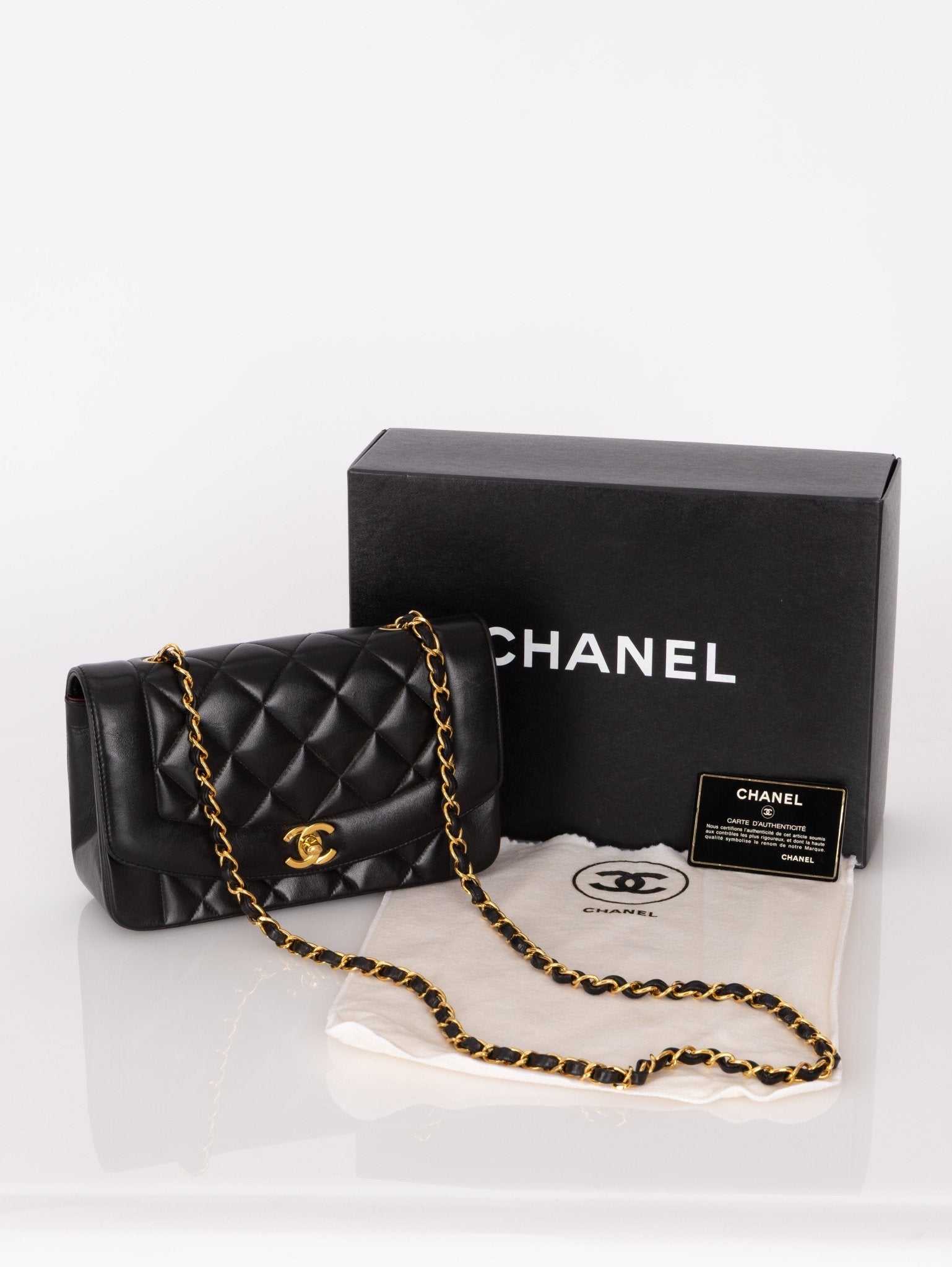 Chanel 1994 Small Black Diana 24K GP - FashioNica