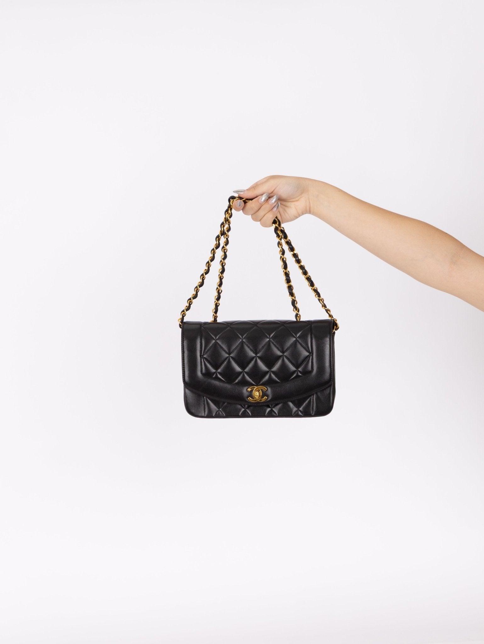 Chanel 1994 Small Black Diana 24K GP - FashioNica