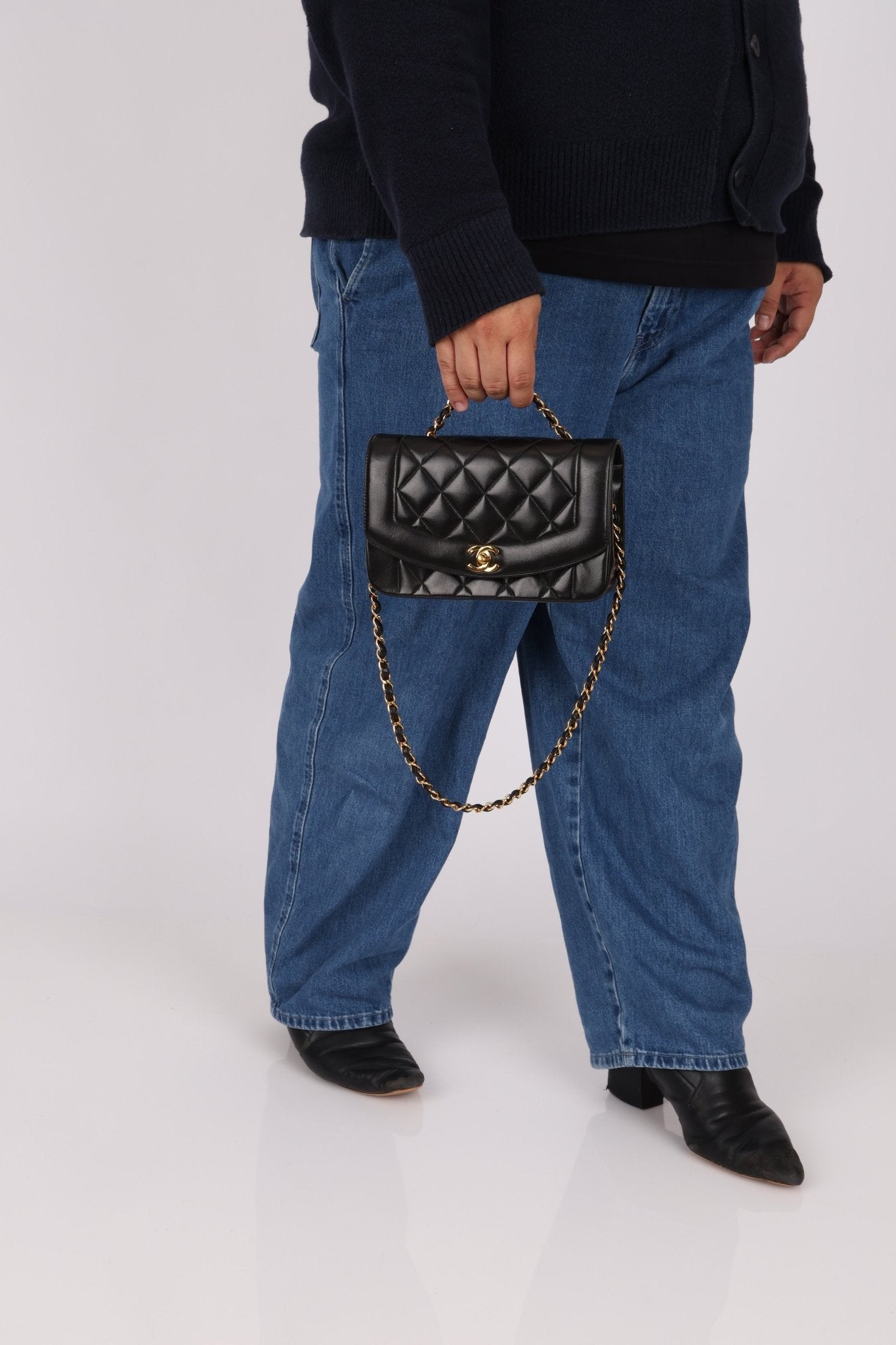 Chanel 1994 Small Black Diana 24K GP - FashioNica