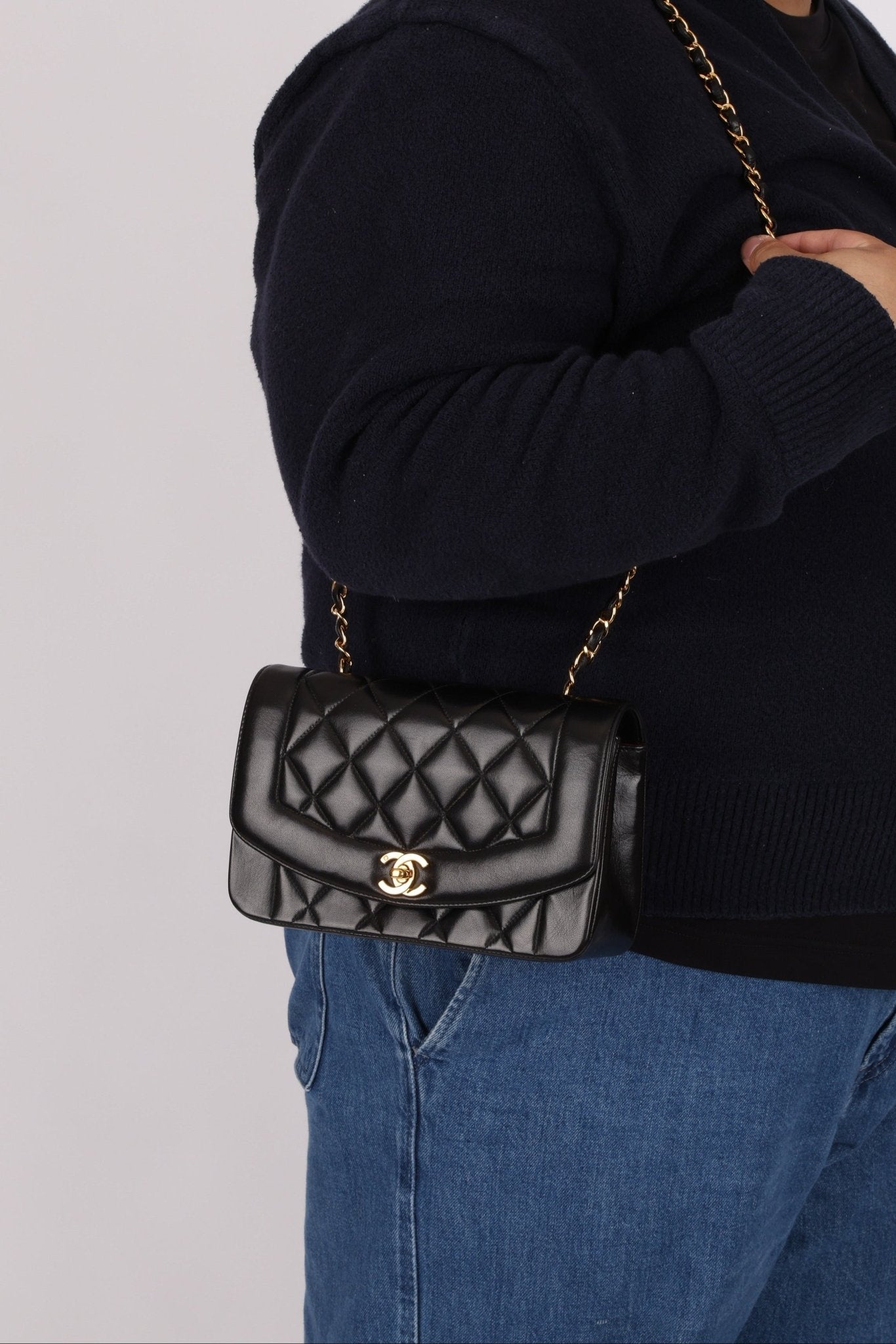 Chanel 1994 Small Black Diana 24K GP - FashioNica