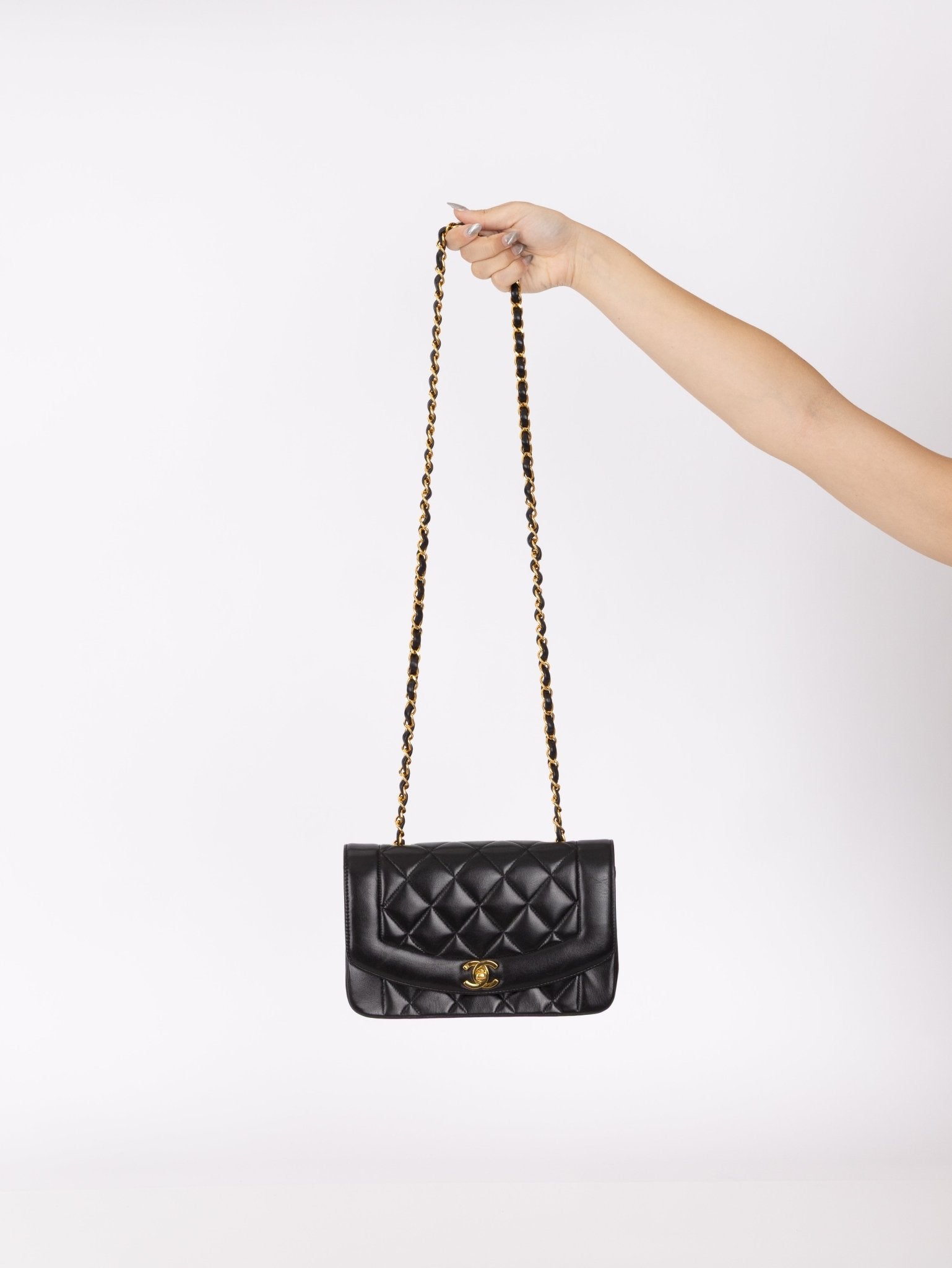Chanel 1994 Small Black Diana 24K GP - FashioNica