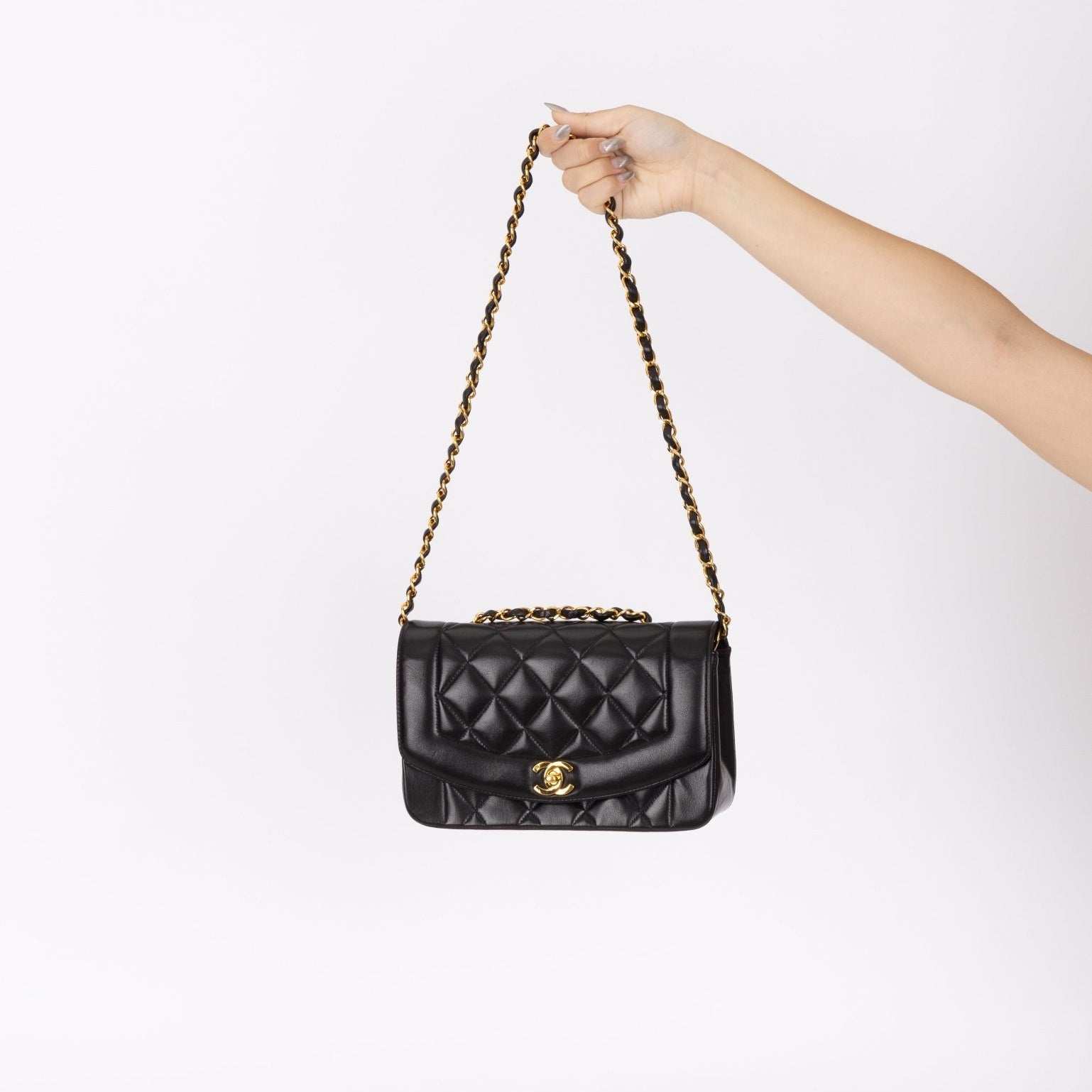 Chanel 1994 Small Black Diana 24K GP - FashioNica