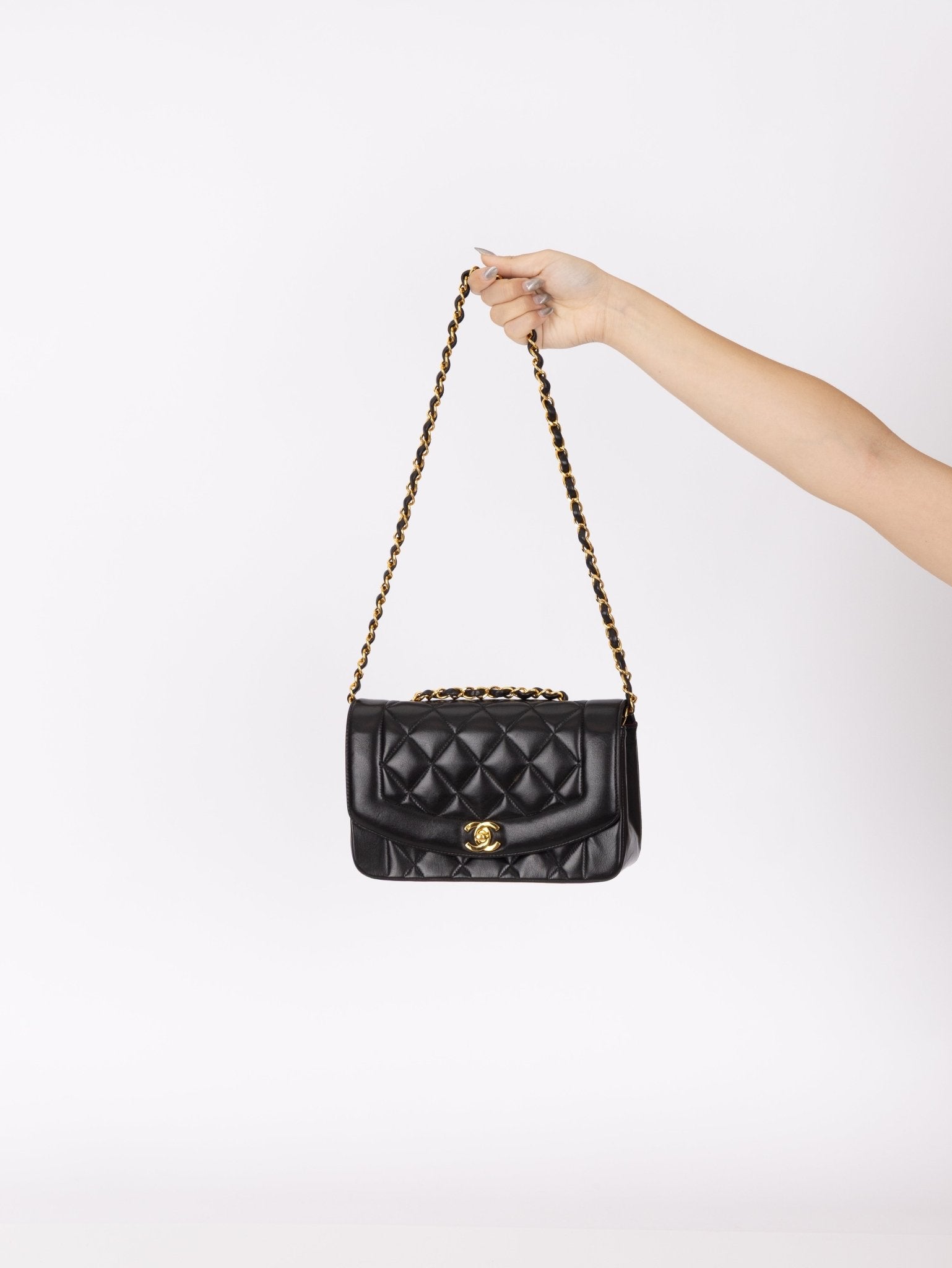 Chanel 1994 Small Black Diana 24K GP - FashioNica