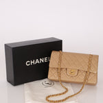 Chanel 1994 Taupe Lambskin Medium Double Flap 24K GP - FashioNica