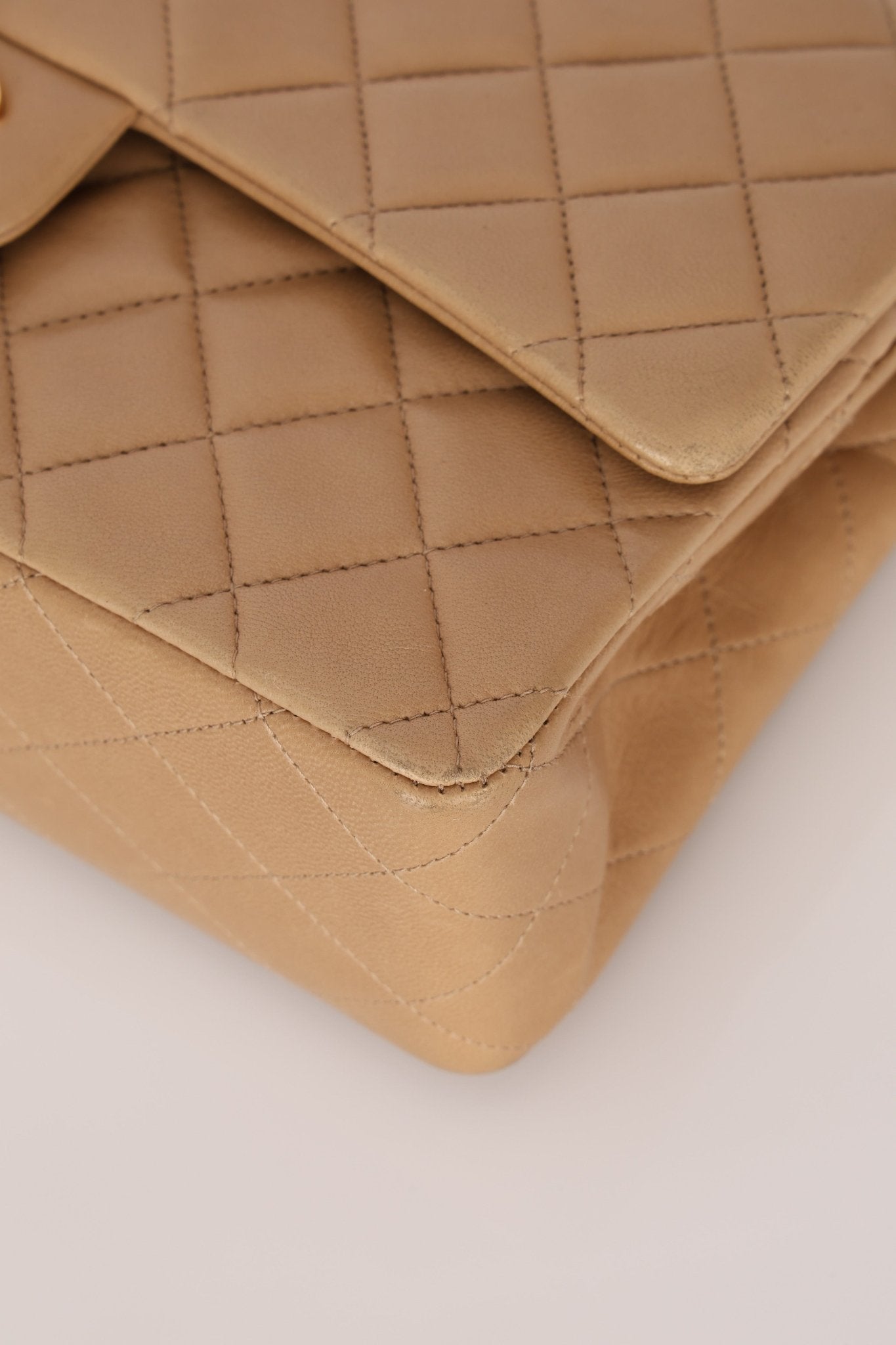 Chanel 1994 Taupe Lambskin Medium Double Flap 24K GP - FashioNica