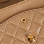 Chanel 1994 Taupe Lambskin Medium Double Flap 24K GP - FashioNica