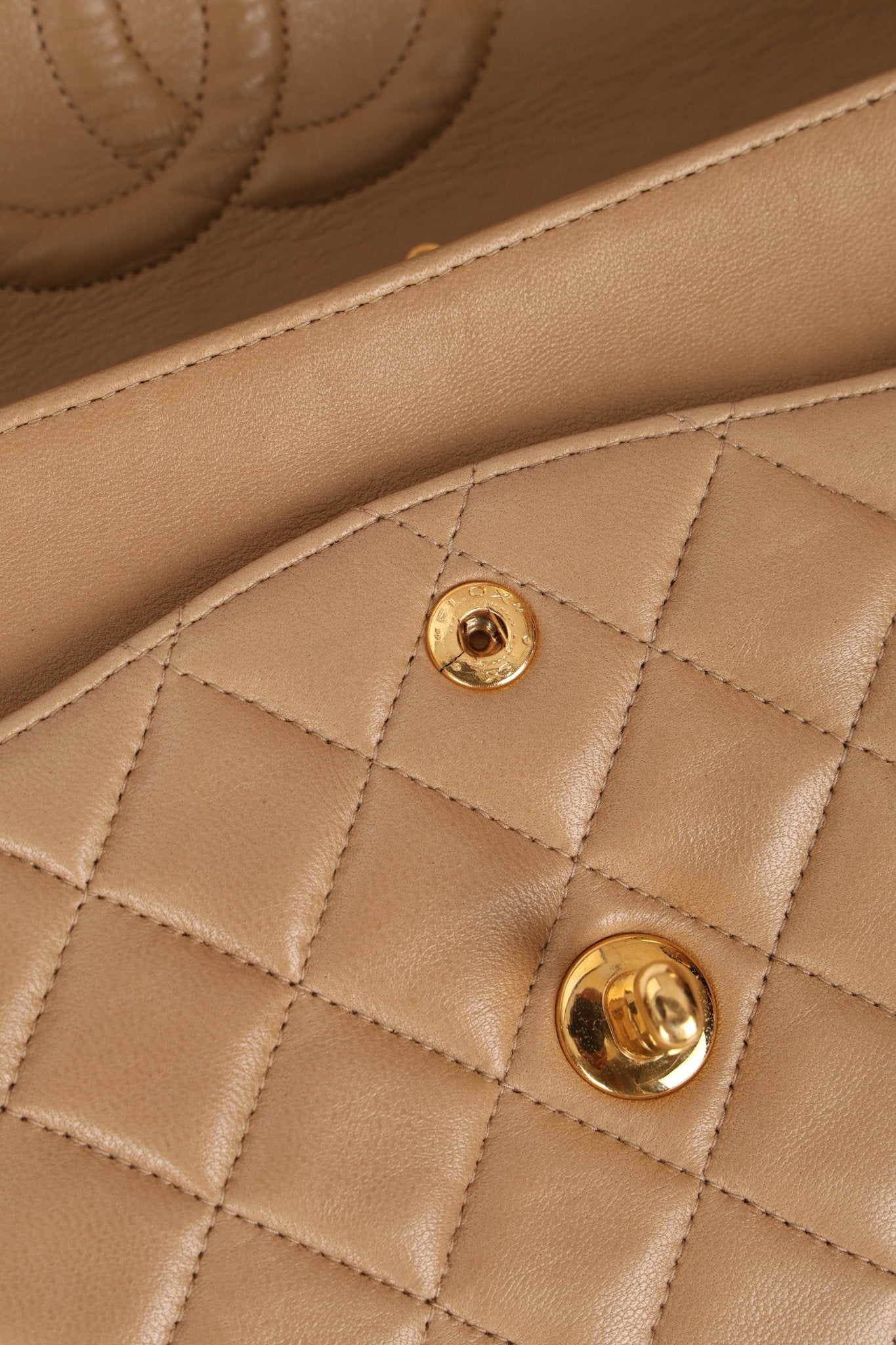 Chanel 1994 Taupe Lambskin Medium Double Flap 24K GP - FashioNica