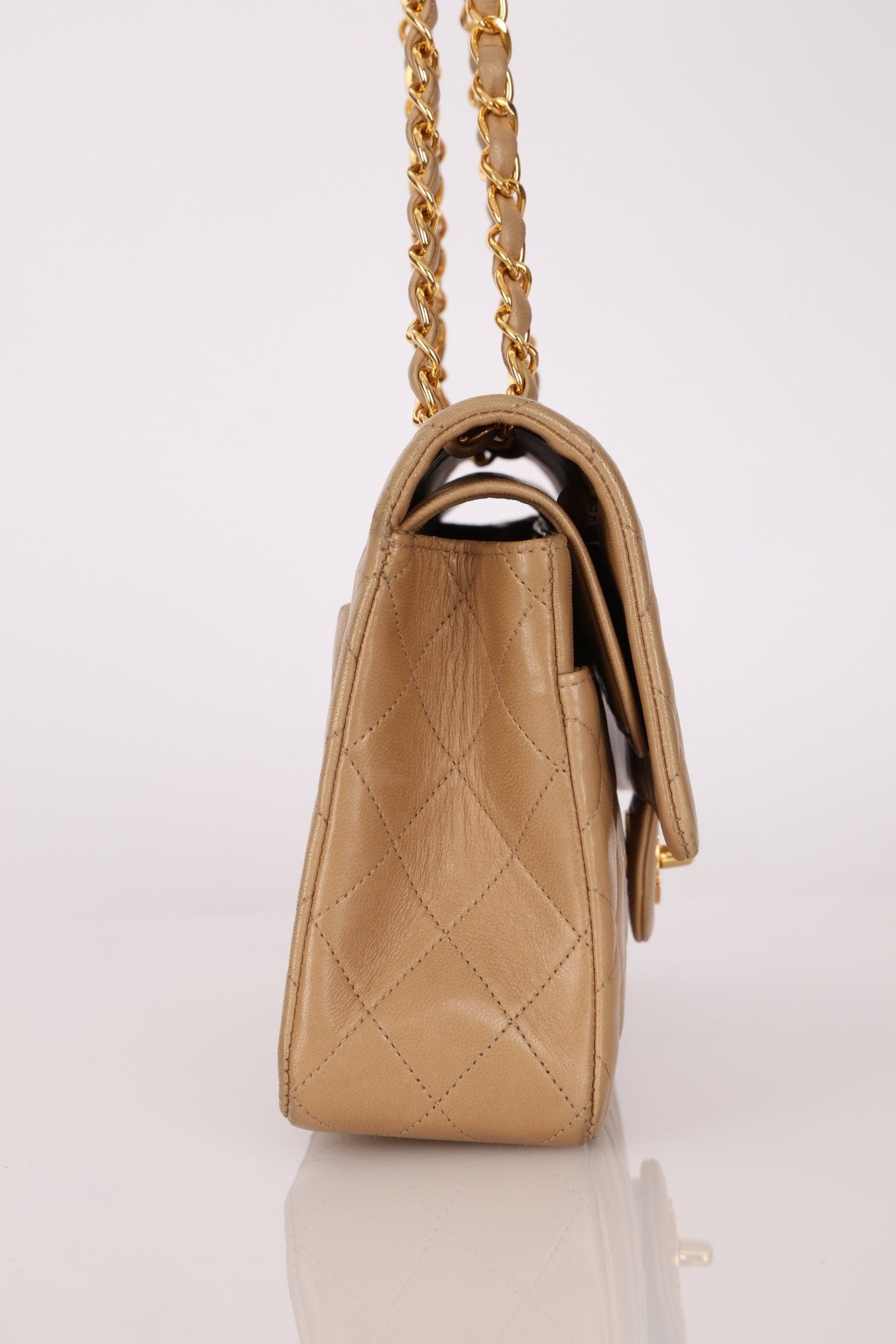 Chanel 1994 Taupe Lambskin Medium Double Flap 24K GP - FashioNica