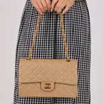 Chanel 1994 Taupe Lambskin Medium Double Flap 24K GP - FashioNica